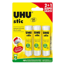 Κόλλα UHU Stick για Χαρτί 3τμχ 8.2gr Χωρίς Διαλύτες (UHU41275)