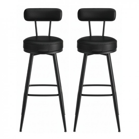 Vasagle Σετ Μεταλλικά Σκαμπό Μπαρ με πλάτη - Μαύρο -  2 τμχ (LBC889B01V1) (VASLBC889B01V1)