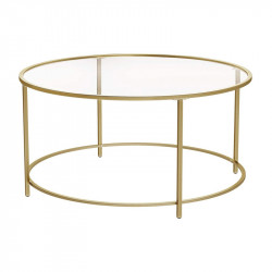 Μεταλλικό Στρογγυλό Τραπέζι Σαλονιού με Γυάλινη Επιφάνεια 84 x 45 cm Vasagle (LGT21G) (VASLGT21G)