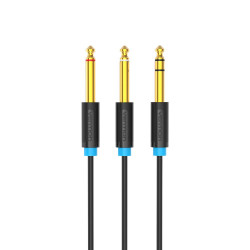 VENTION TRS 6.5mm Male to 2*6.5mm Male Audio Cable 2M Black (BATBH) (VENBATBH)