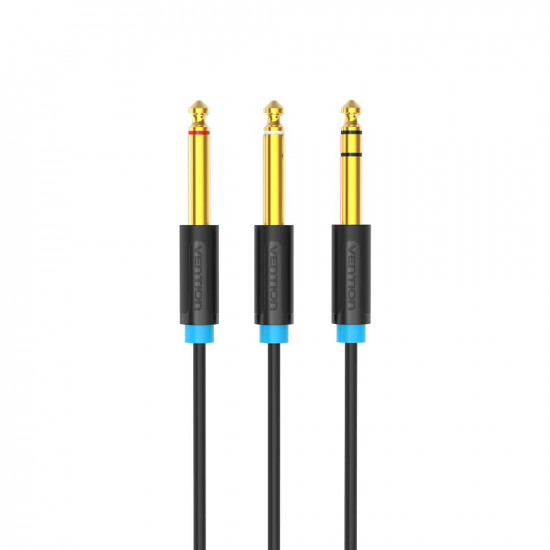 VENTION TRS 6.5mm Male to 2*6.5mm Male Audio Cable 2M Black (BATBH) (VENBATBH)