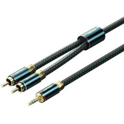 VENTION Cotton Braided 3.5mm Male to 2RCA Male Audio Cable 3M Green Copper Type (BCSGI) (VENBCSGI)