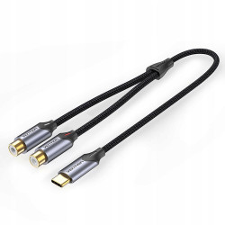 VENTION Type-C Male to 2RCA Female Cable 1.5M Gray Aluminum Alloy Type (BGVHG) (VENBGVHG)
