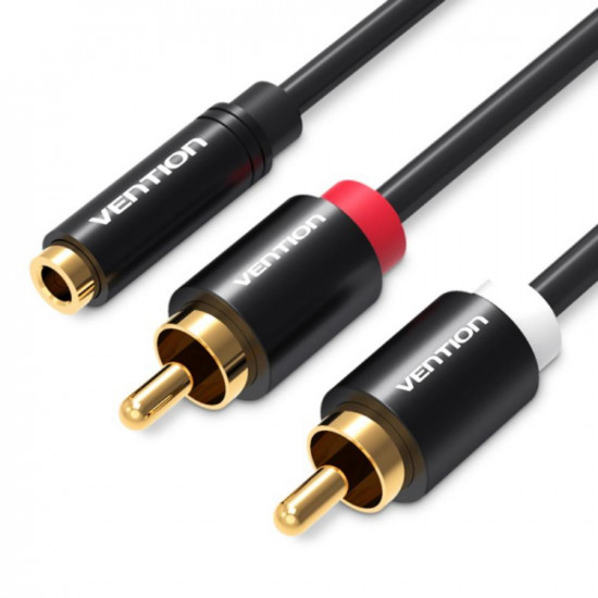 VENTION 3.5mm female - 2x RCA male Cable Black 2m (VAB-R01-B200) (VENVAB-R01-B200)