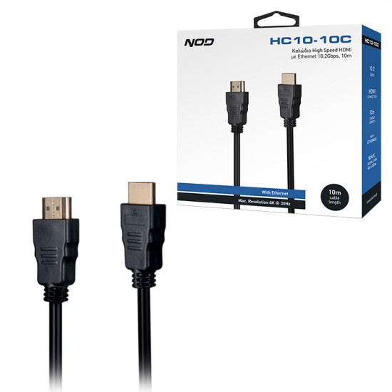 NOD HC10-10C Καλώδιο High Speed HDMI με Ethernet 10.2Gbps, HDMI αρσ. - HDMI αρσ., 10m. - NOD