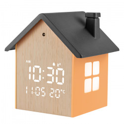 LIFE TINY HOUSE BLACK Ψηφιακό ρολόι / ξυπνητήρι σπιτάκι, με οθόνη LED και φωτάκι νυκτός - LIFE