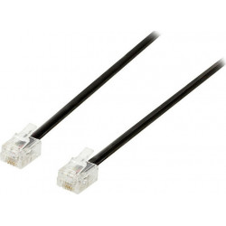Valueline Flat Τηλεφωνικό Καλώδιο RJ11 6P4C 5m Μαύρο (VLTP 90200B 5m)