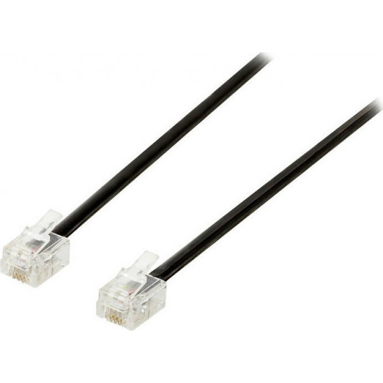 Valueline Flat Τηλεφωνικό Καλώδιο RJ11 6P4C 5m Μαύρο (VLTP 90200B 5m)