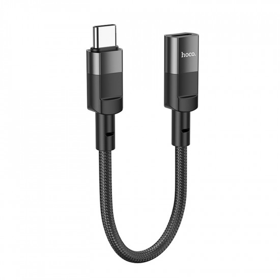 Αντάπτορας  Hoco U107 USB-C Αρσενικό σε Lightning Θηλυκό 2A OTG 10cm Μαύρο Braided