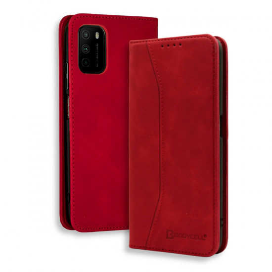 Bodycell Book Case Pu Leather Xiaomi Poco M3/Note 9 4G Red
