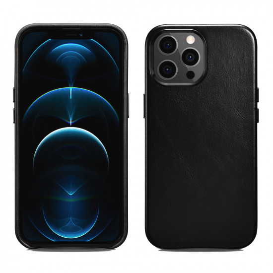 iCarer WMI1303 iPhone 13 Pro Leather Magsafe Back Case Black