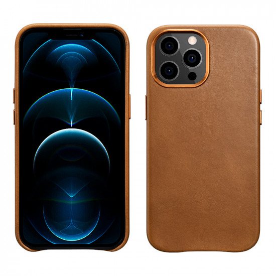 iCarer WMI1303 iPhone 13 Pro Leather Magsafe Back Case Brown