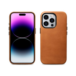 iCarer WMI15230604 iPhone 15 Pro Max Leather Magsafe Back Case Brown