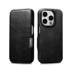 iCarer WMI15230614 iPhone 15 Pro Side-Open Leather Wallet (Magsafe) Black