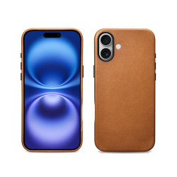 iCarer WMI16240701 iPhone 16 Leather Magsafe Back Case Camel Tan