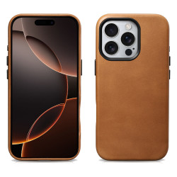 iCarer WMI16240702 iPhone 16 Pro Leather Magsafe Back Case Camel Tan