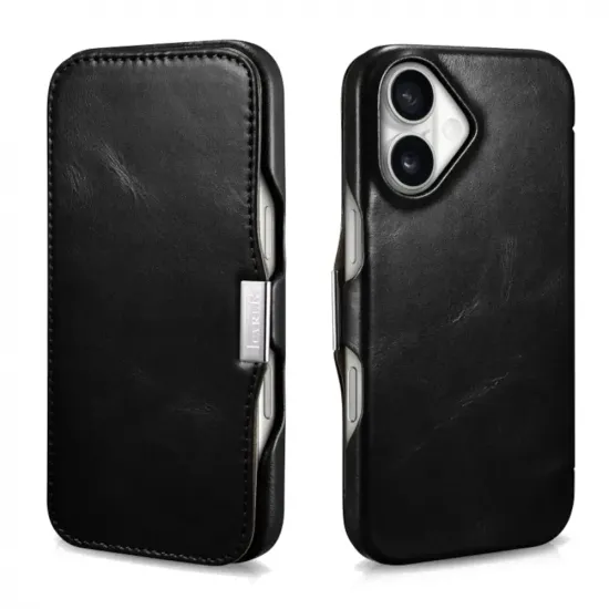 iCarer WMI16240713 iPhone 16 Side-Open Leather Wallet (Magsafe) Black