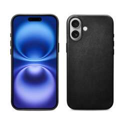 iCarer KJIP17250703 iPhone 17 Leather Magsafe Back Case With camera button Black