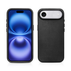 iCarer KJIP17250704 iPhone Air Leather Magsafe Back Case With camera button Black