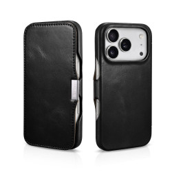 iCarer WMI17250801 iPhone 17 Pro Side-Open Leather Wallet (Magsafe) Black