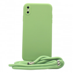 Liquid Silicon Case Με Κορδονι For iPhone XS MAX Green
