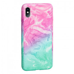 360 Full Cover Marble amp; Temp.Glass iPhone XS MAX MC6 Green/Pink