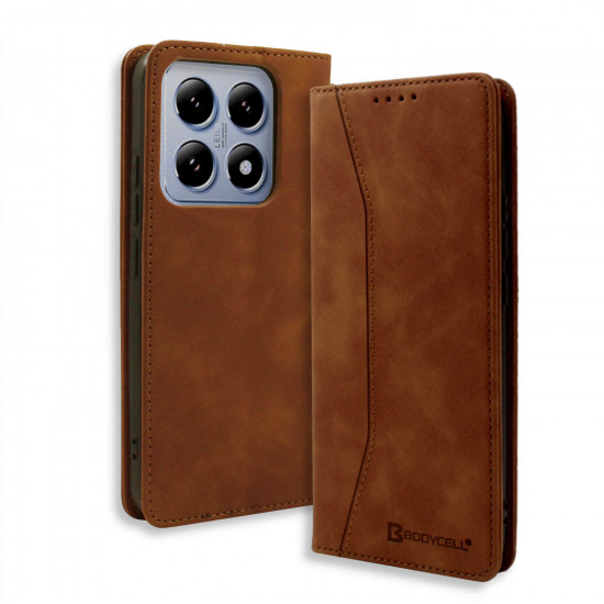 Bodycell Book Case Pu Leather Xiaomi 14T Pro 5G Brown