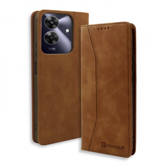 Bodycell Book Case Pu Leather Realme Note 60 Brown