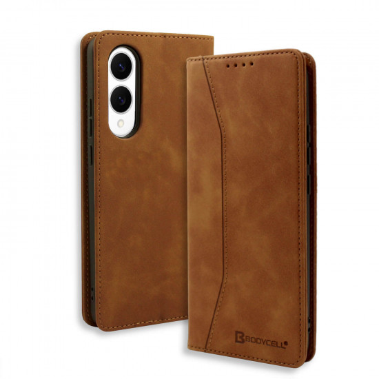 Bodycell Book Case Pu Leather Samsung S25 Edge Brown