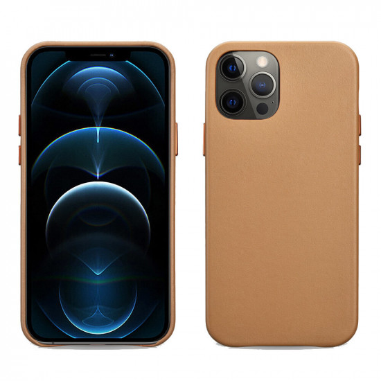 iCarer RIX 1208 iPhone 12 Pro Max Leather Back Cover Brown