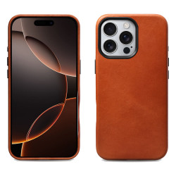 iCarer WMI16240704 iPhone 16 Pro Max Leather Magsafe Back Case Retro Brown