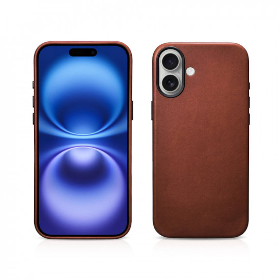 iCarer KJIP17250703 iPhone 17 Leather Magsafe Back Case With camera button Retro Brown