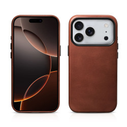 iCarer KJIP17250705 iPhone 17 Pro Leather Magsafe Back Case With camera button Retro Brown