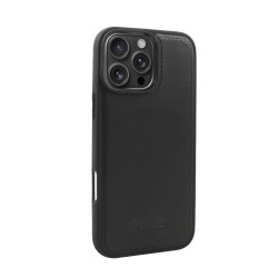 iCarer WMI16250901 iPhone 16 Pro Max Leather TPU Back Cover Magsafe Black