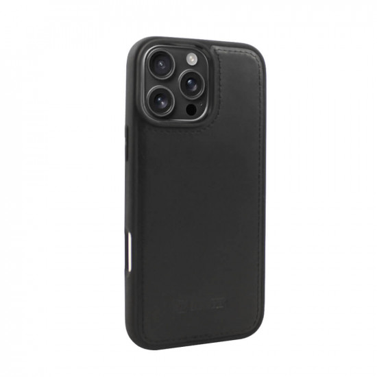 iCarer WMI16250901 iPhone 16 Pro Max Leather TPU Back Cover Magsafe Black