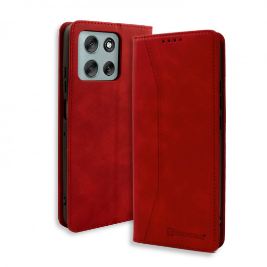 Bodycell Book Case Pu Leather Motorola G56 Red