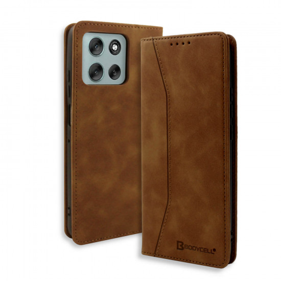 Bodycell Book Case Pu Leather Motorola G86 5G Brown