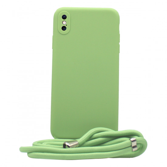 Liquid Silicon Case Με Κορδονι For iPhone XS MAX Green