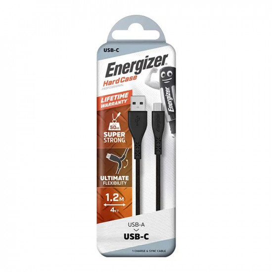 Καλώδιο σύνδεσης Energizer Lifetime Warranty USB-A σε USB-C 2.0A Μαύρο 1.2m 35879