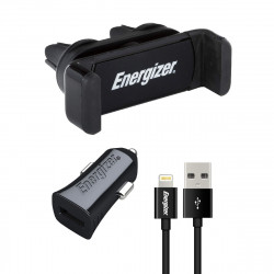 Βάση Στήριξης και Φορτιστής Αυτοκινήτου Energizer 3.4A με Καλώδιο Lightning Apple Certified MFi Μαύρο 1m 31448