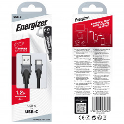 Καλώδιο Σύνδεσης Energizer Bicolor 2.0A USB-A σε USB-C Μαύρο 1.2m 35875
