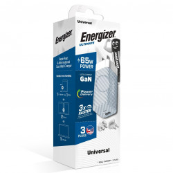 Φορτιστής Ταξιδίου Energizer A65MU PD65W Γρήγορης Φόρτισης 1 x USB-C 1 x USB-A   EU / UK / US Ασημί GaN Tech 35873