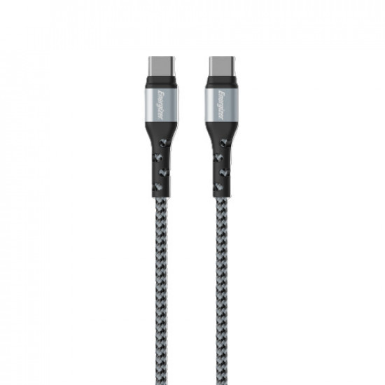 Καλώδιο σύνδεσης Energizer Metal & Braided Nylon Cable  USB-C σε USB-C 2.0  Ασημί 2m 46316