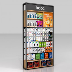 Stand Hoco Επιδαπέδιο A1 Σιδερένιο Γκρι (120x30x240 cm) με 65 Γάντζους 15cm 3.0 38710