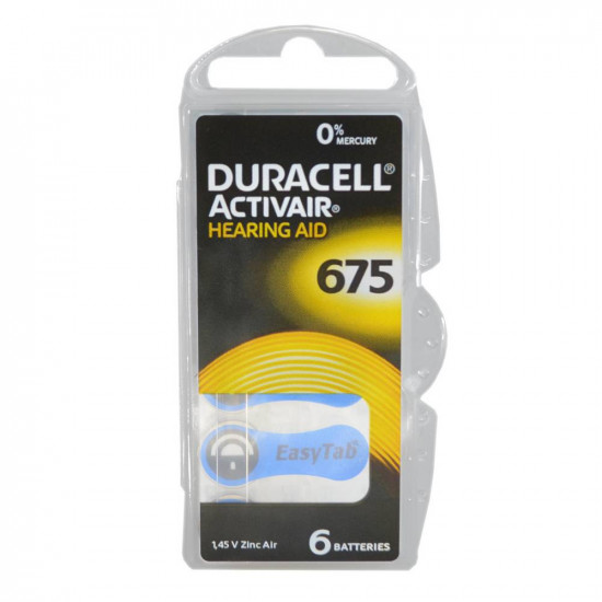 Μπαταρίες Ακουστικών Βαρηκοΐας Duracell 675 Activair 1,45V Τεμ. 6 22226