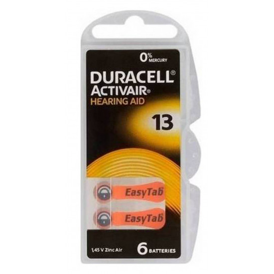 Μπαταρίες Ακουστικών Βαρηκοΐας Duracell 13 Activair 1,45V Τεμ. 6 21712
