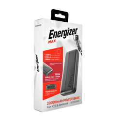 Power Bank Energizer UE20050CC 20000mAh 15W Fast Charge με 2xUSB-C 1xUSB-A και LED Ένδειξη Μπαταρίας Μαύρο 49835