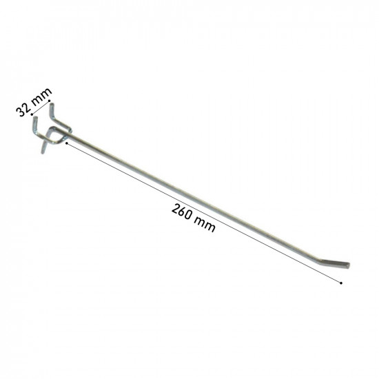 Γάντζος Μονός 26cm Μεταλλικός για Διάτρητο Πάνελ 47903