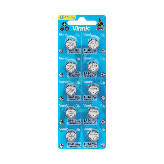 Buttoncell Vinnic LR1154F AG13 LR44 Τεμ. 10 με Διάτρητη Συσκευασία 27214