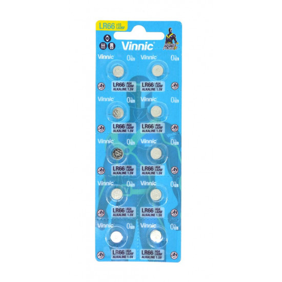 Buttoncell Vinnic L626F AG4 LR66 Τεμ. 10 με Διάτρητη Συσκευασία 27830